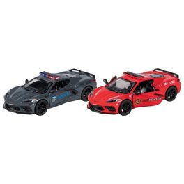   Goki Corvette rendőrautó és tűzoltóautó (2021) fém autó visszahúzós motorral