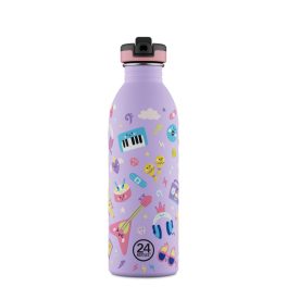   24BOTTLES Kids Urban 500ml rozsdamentes acél kulacs szívószálas kupakkal, Music Friends