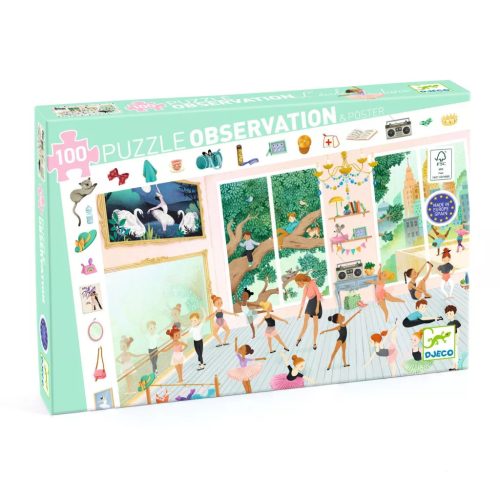 Djeco Megfigyeltető puzzle – Balett iskola, 100 db-os – The Dance School