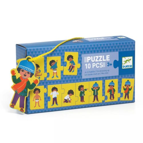 Djeco Sorozatkirakó puzzle – Öltözködés, 10 db-os – I am dressing up