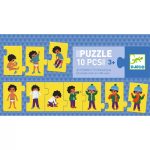 Djeco Sorozatkirakó puzzle – Öltözködés, 10 db-os – I am dressing up