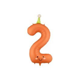   2-es születésnapi szám fólia lufi – Narancssárga – 86 cm