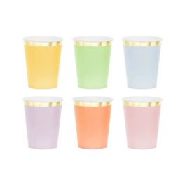 Papírpoharak, színes, 220 ml, 6 db-os csomag