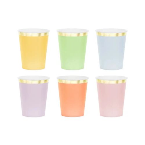 Papírpoharak, színes, 220 ml, 6 db-os csomag