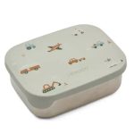 Liewood Arthur fém mintás uzsonnás doboz, Vehicles, dove blue mix