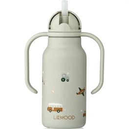   Liewood Kimmie szívószálas itatókulacs - 250 ml, Vehicles / Dove blue