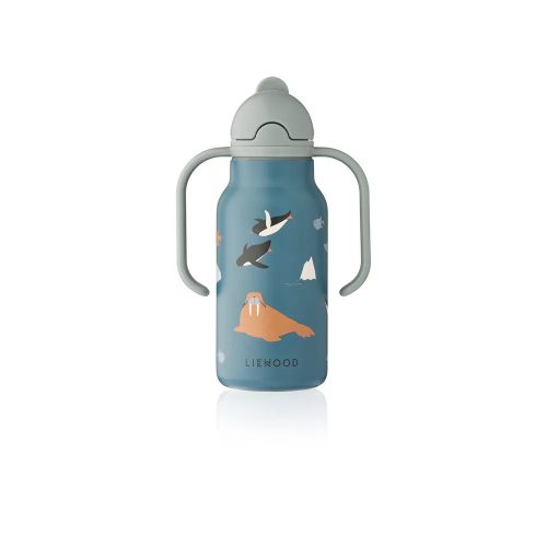Liewood Kimmie szívószálas itatókulacs - 250 ml, Arctic Sea / Ocean view