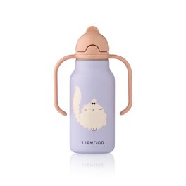   Liewood Kimmie hőtartó szívószálas itatókulacs – 250 ml, Cat, Warm Lilac