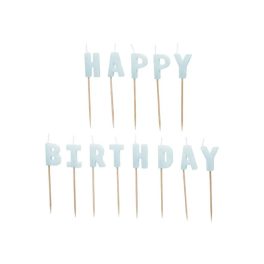   Szülinapi gyertyák - 'Happy Birthday' felirattal, világoskék, 2,5 cm
