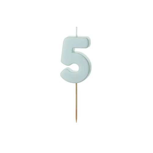 Szülinapi gyertya - 5-ös szám, világoskék, 5,5 cm