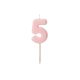 Szülinapi gyertya - 5-ös szám, világos rózsaszín, 5,5 cm