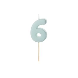 Szülinapi gyertya - 6-os szám, világoskék, 5,5 cm