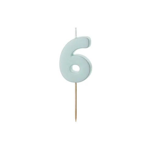 Szülinapi gyertya - 6-os szám, világoskék, 5,5 cm