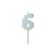 Szülinapi gyertya - 6-os szám, világoskék, 5,5 cm